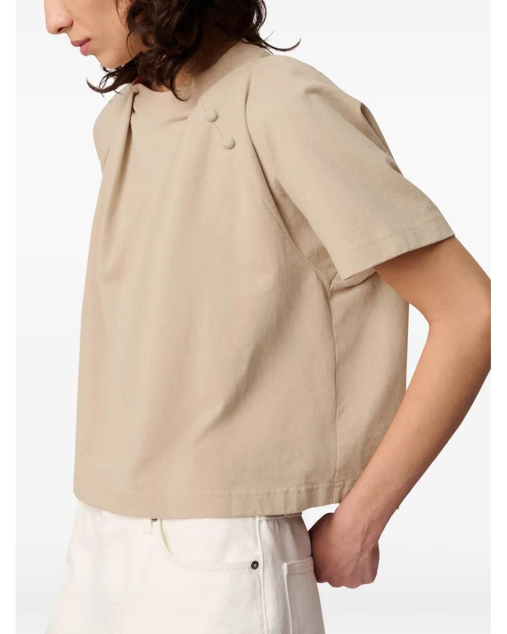 Axel Arigato Natural Hosta Draped Button-Detail Top