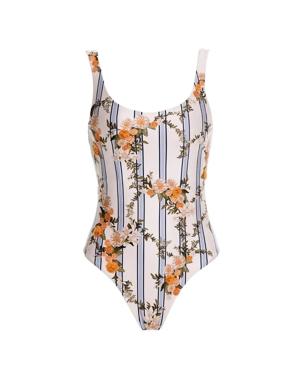 Agua Bendita White Gema Valle Floral-Embroidered Swimsuit