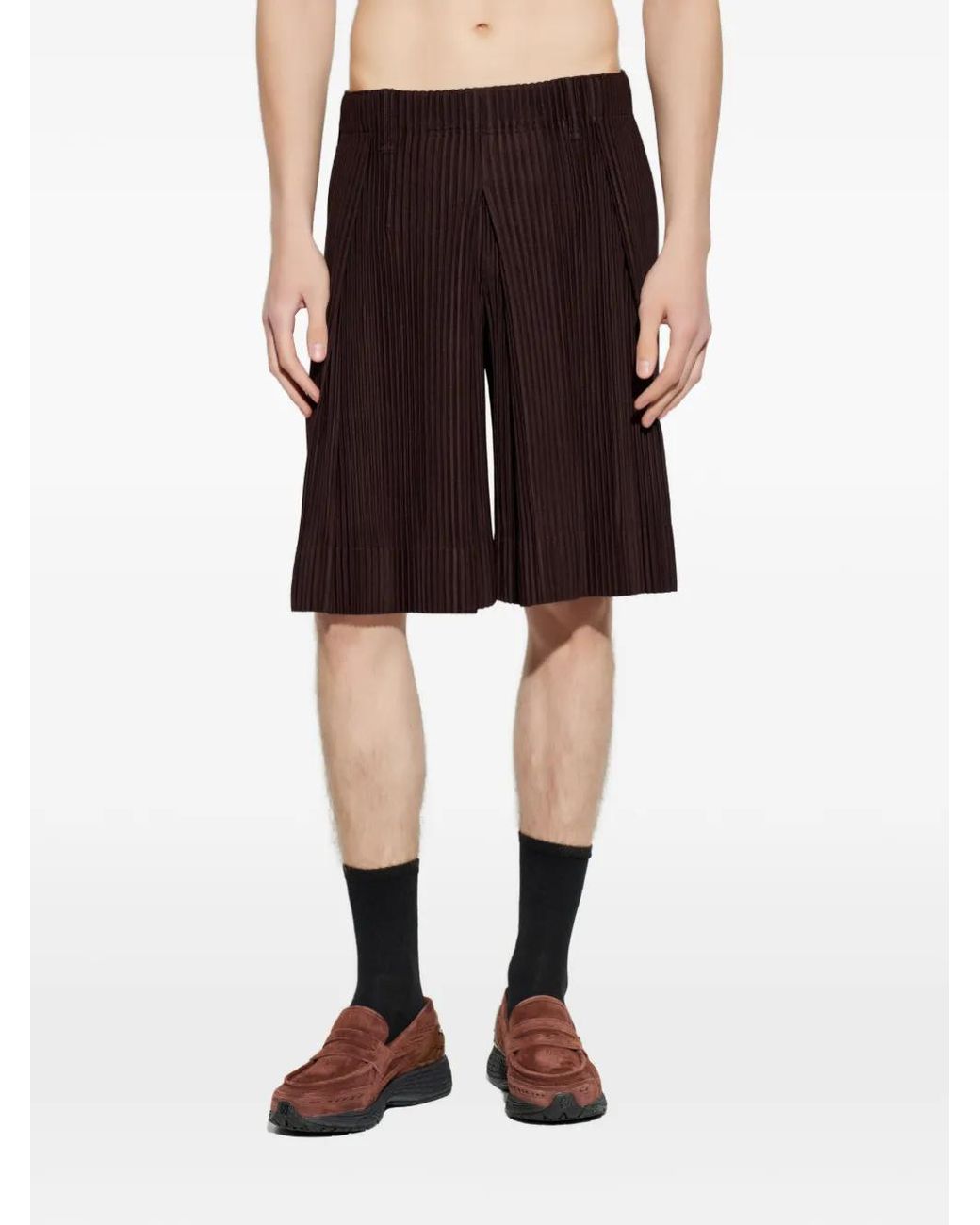 Homme Plissé Issey Miyake Black Pleated Shorts for men