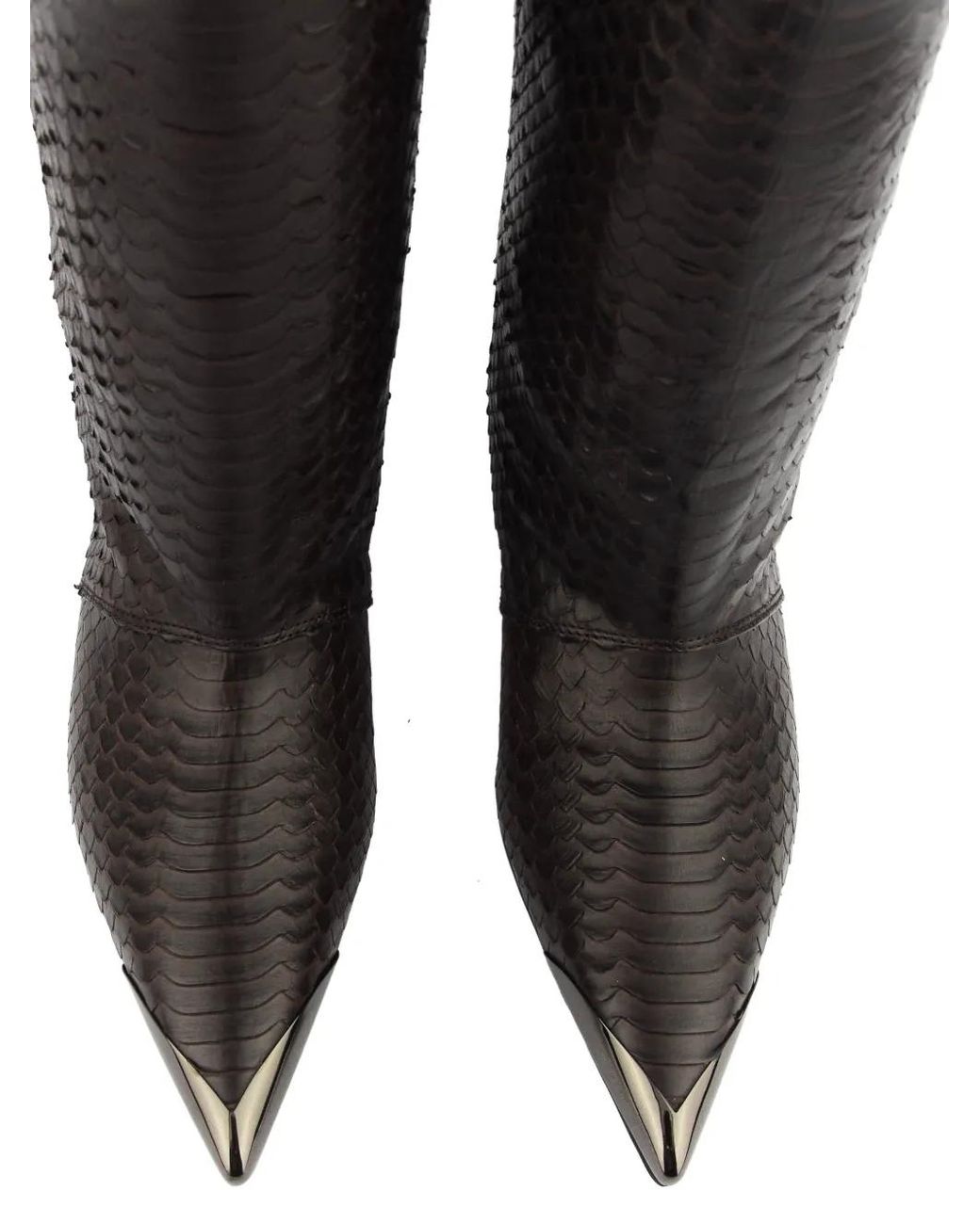 ROTUE Black Stiefeletten Mit Python-Print