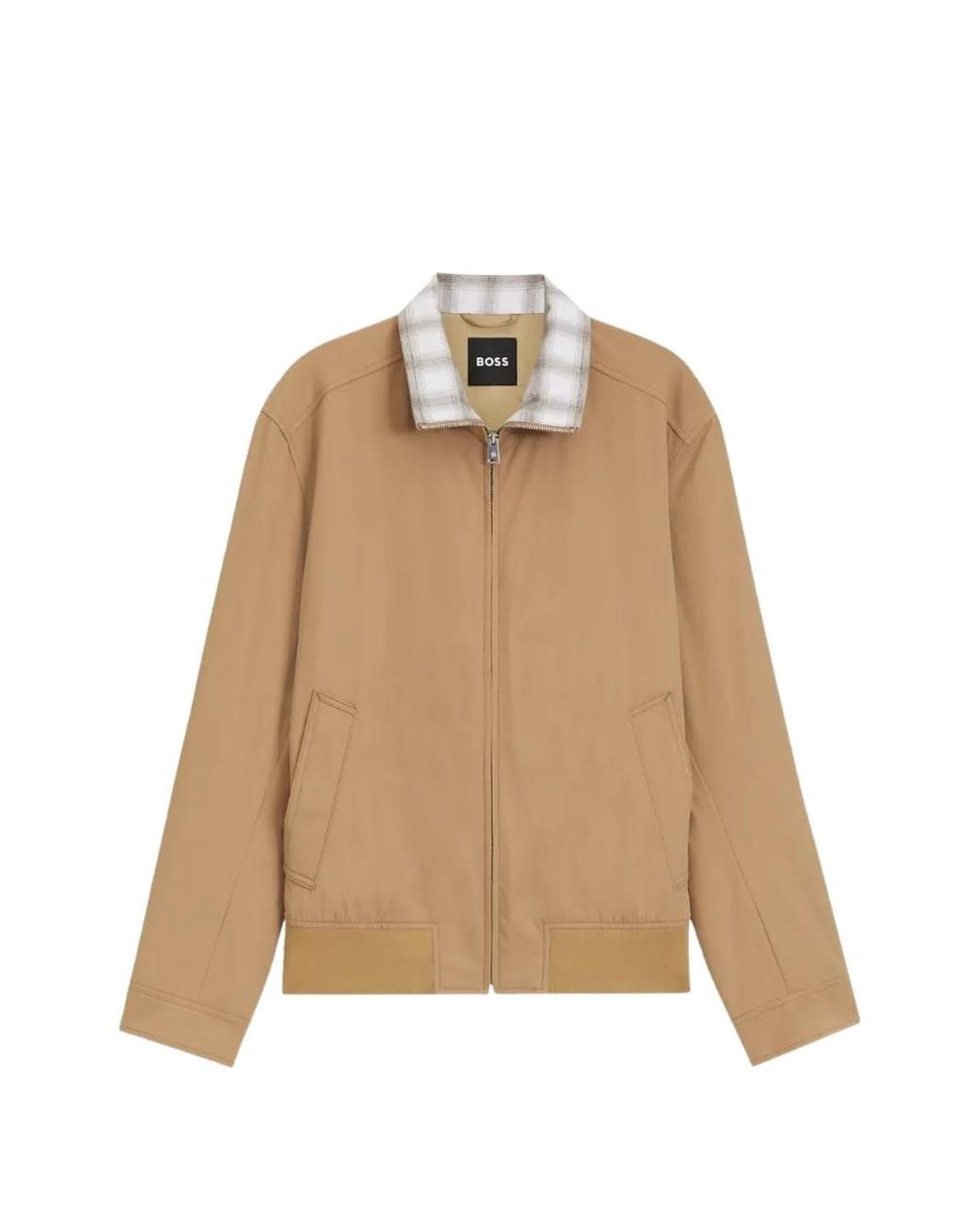 Boss Natural Water-Repellent Jacket With Checkered Collar for men