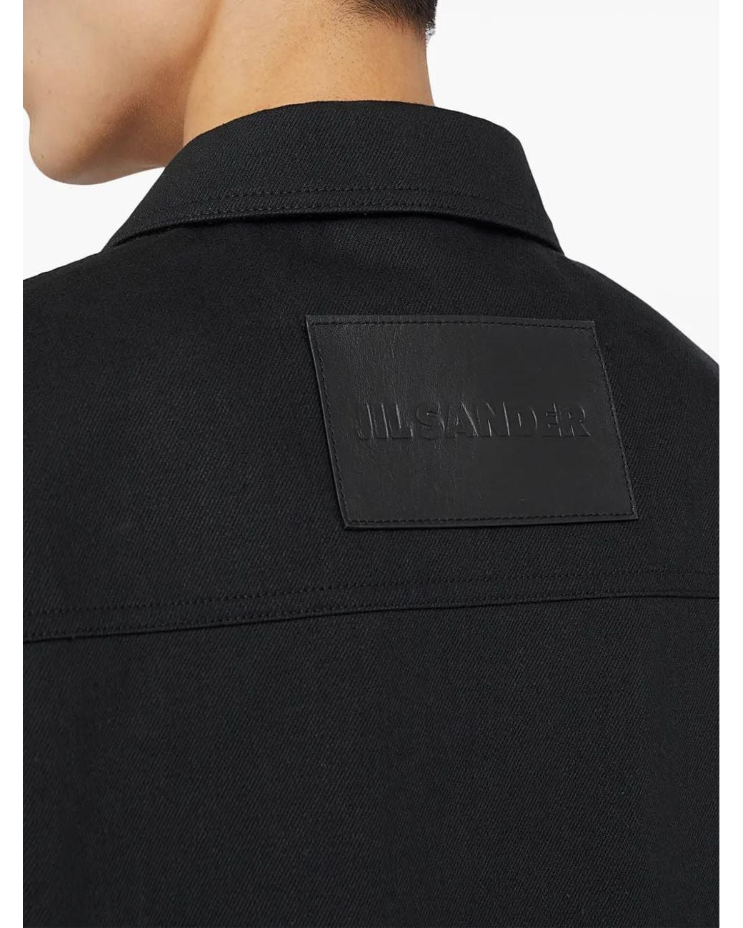 Jil Sander Denim Overhemd Met Logopatch in het Black voor heren