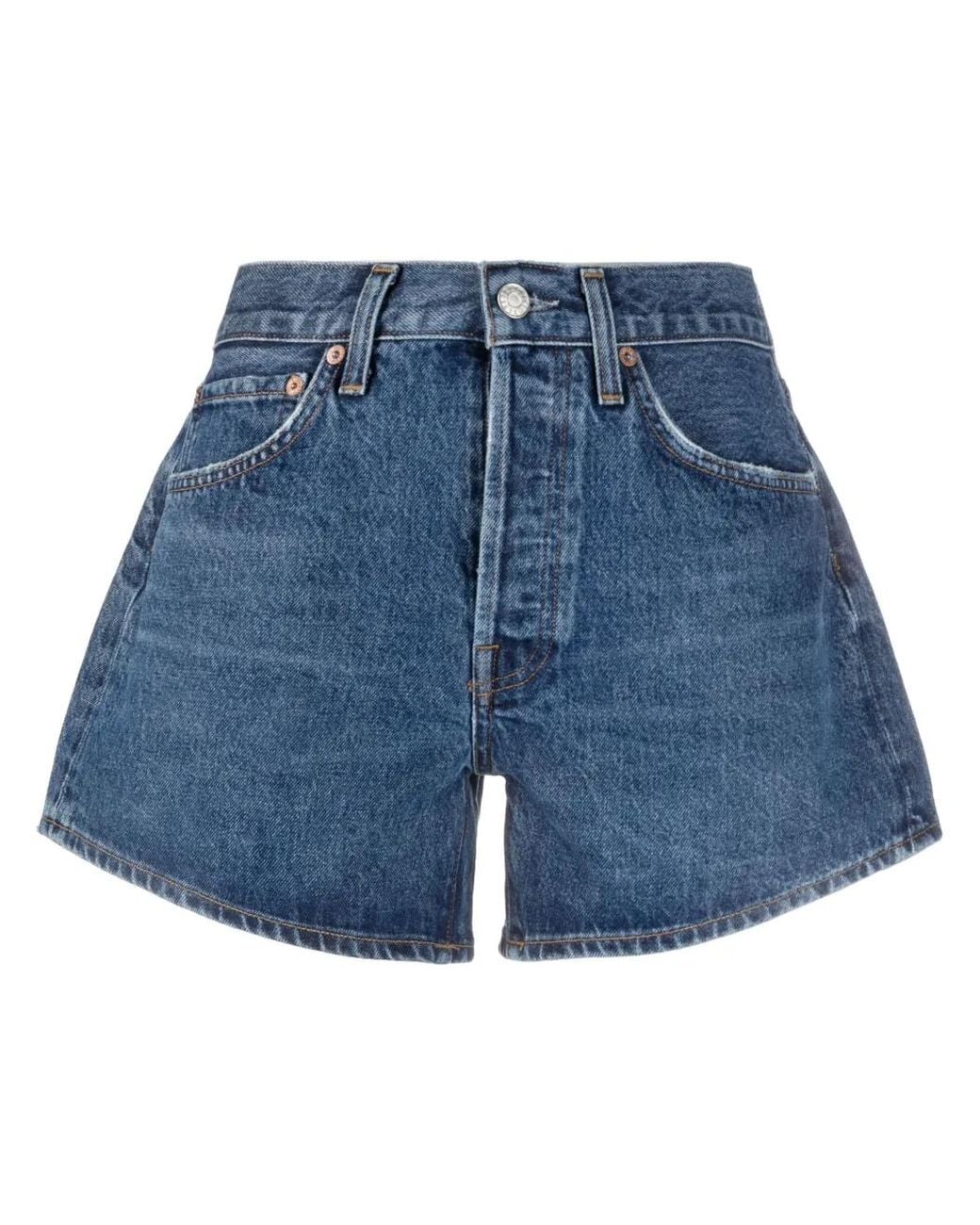 Agolde Blue High-Waist Denim Shorts