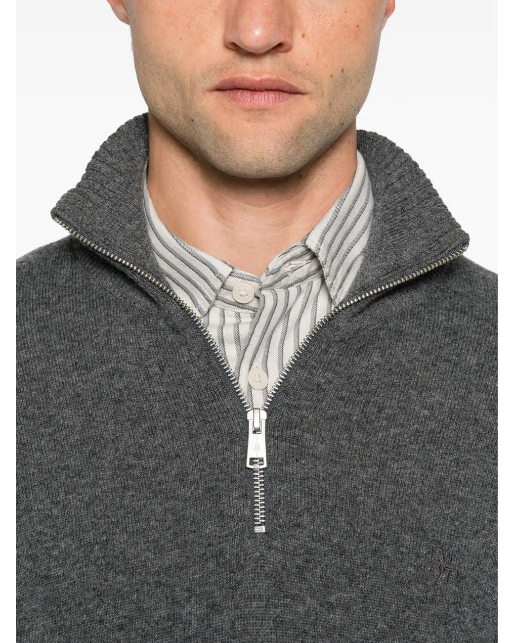 Marc O' Polo Gray Quarter-Zip Knitted Sweater for men