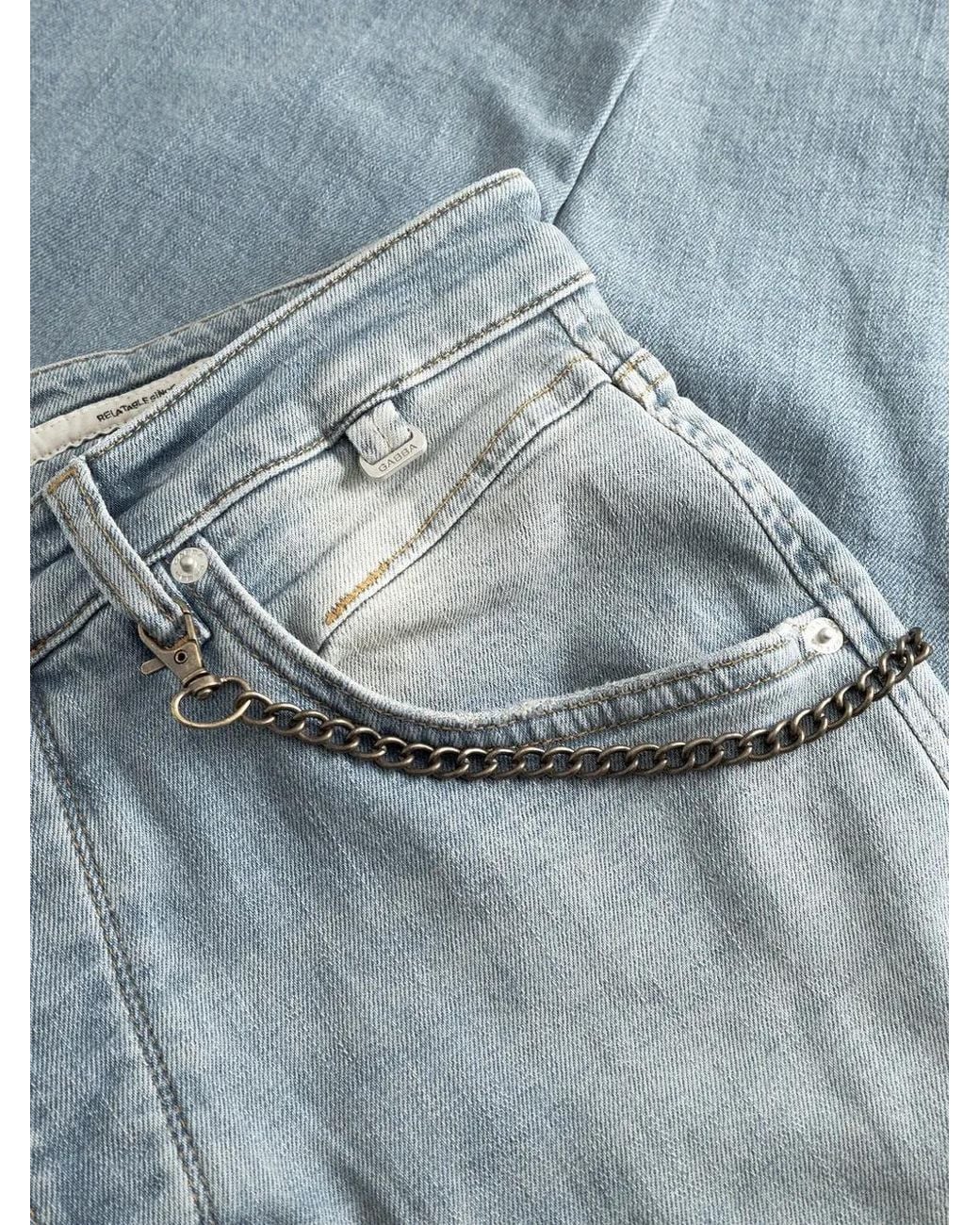 Gabba Blue Jean Alex Cros À Détail De Chaîne for men