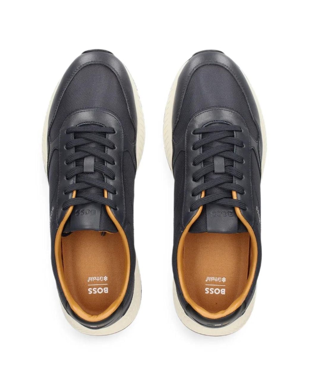 Boss Blue Baskets En Mesh À Empiècements En Cuir for men