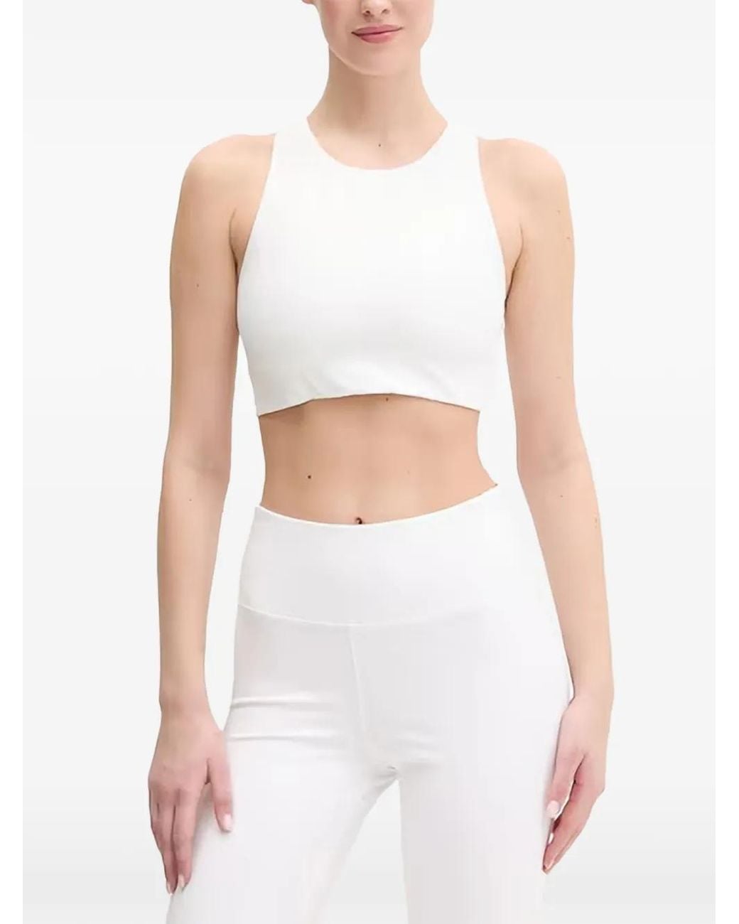 Casall White Tie-Back Racerback Cropped Top
