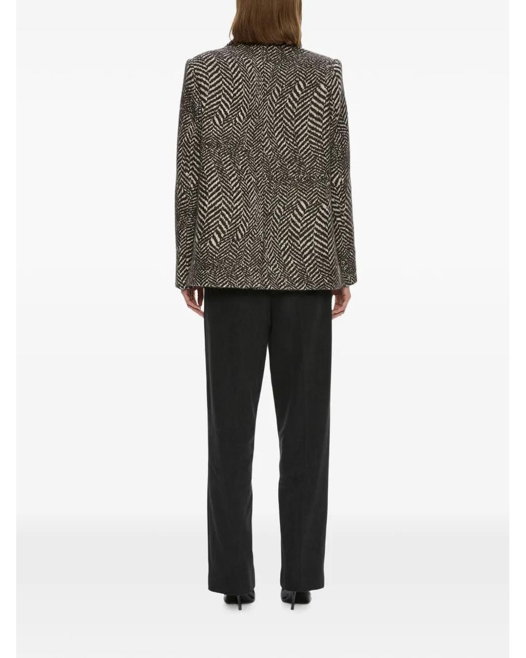 Christopher Esber Gray Warped Herringbone-Pattern Peacoat