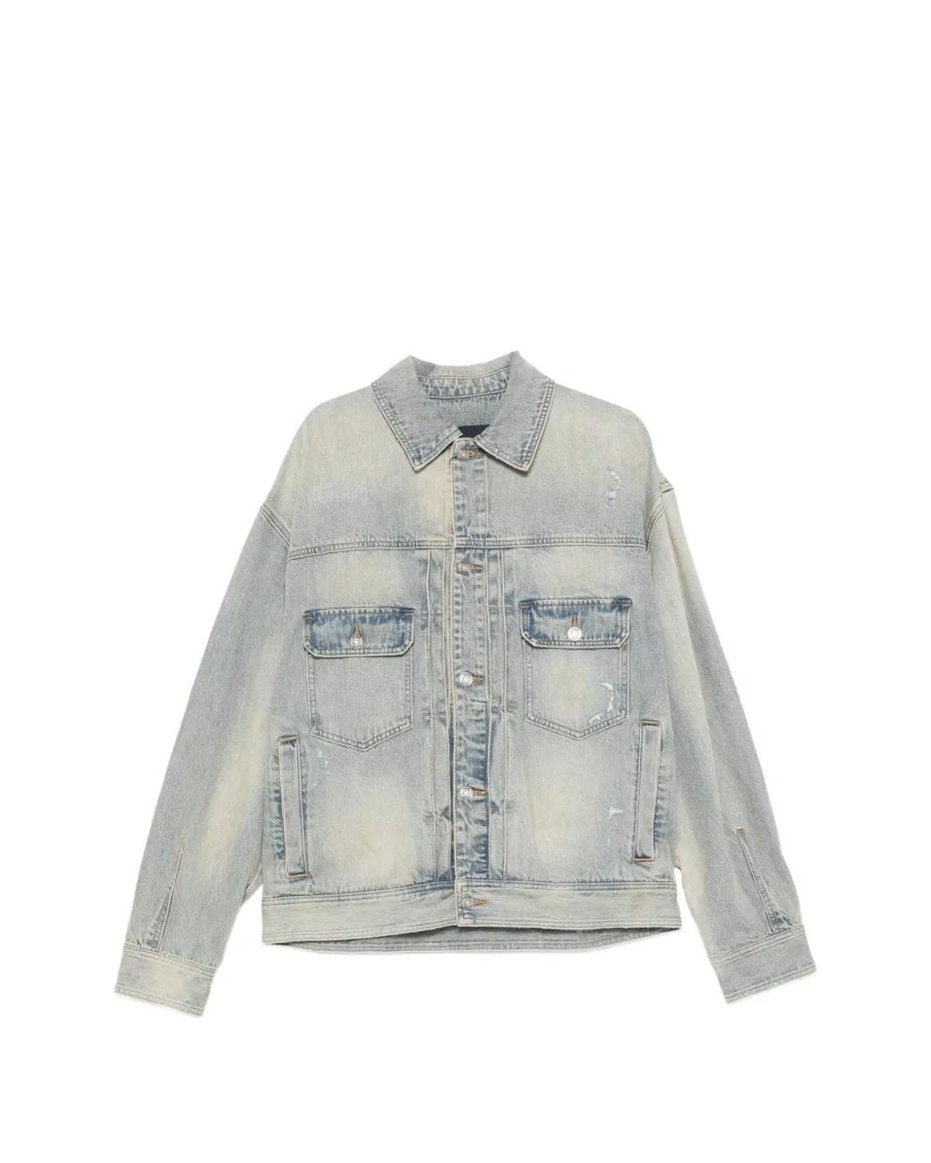 Juun.J Gray Distressed-Effect Denim Jacket for men