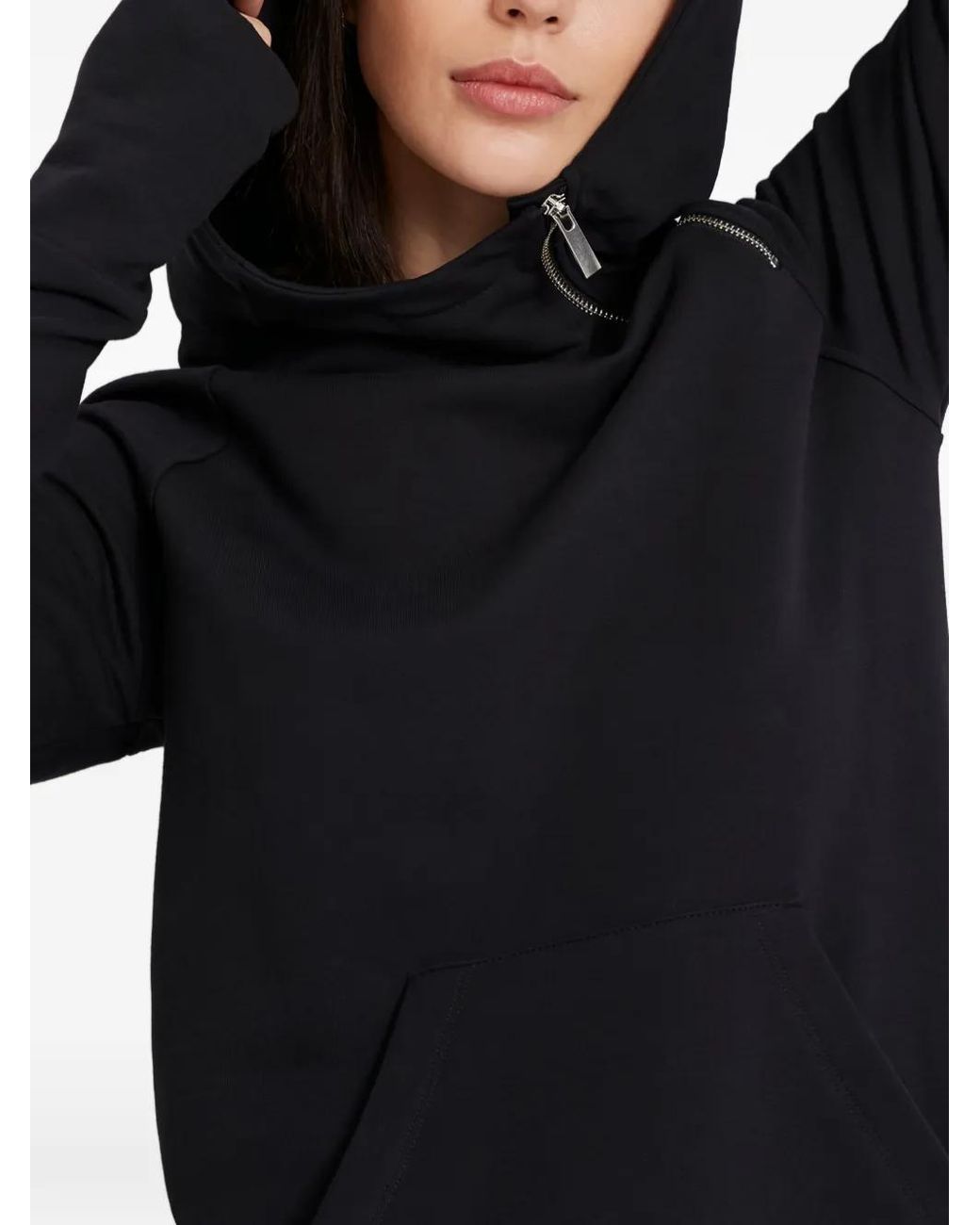 MARCELLA Black Tompkins Zip-Detail Hooded Midi Dress