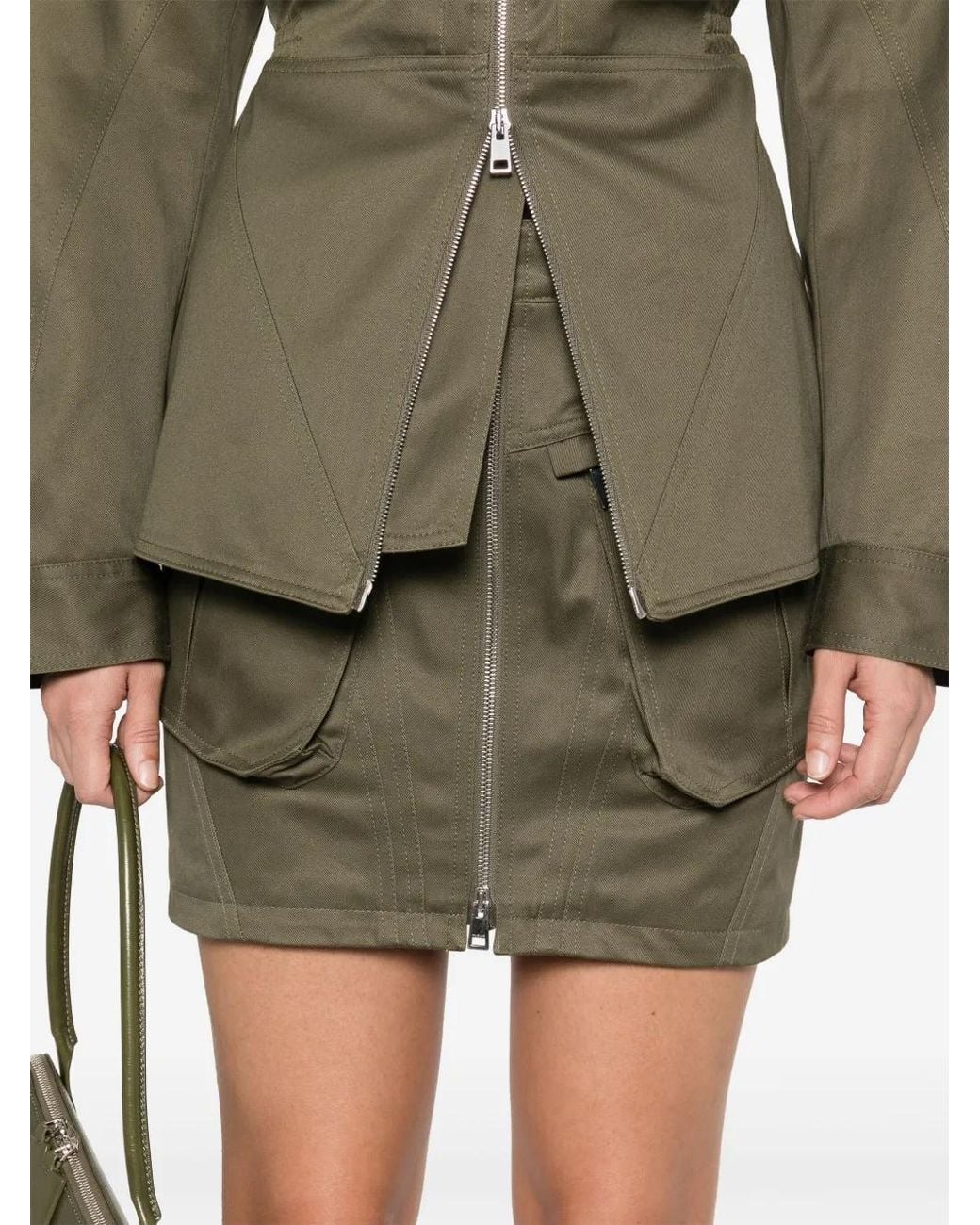Mugler Cargo Mini-Rok in het Green