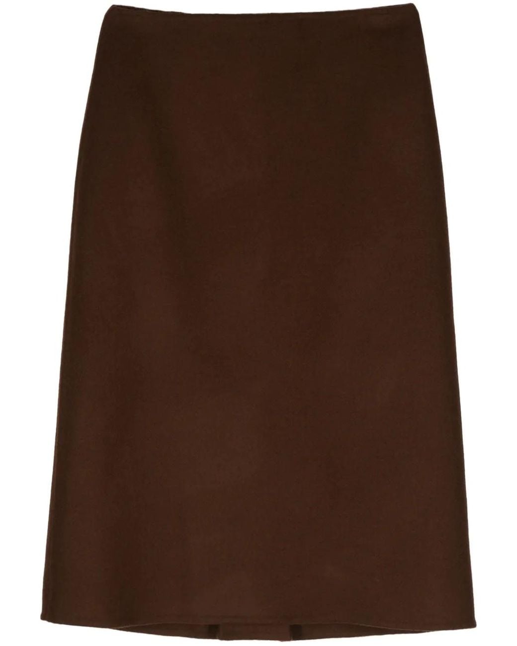 Ermanno Scervino Brown Tailored Straight-Cut Wool Skirt