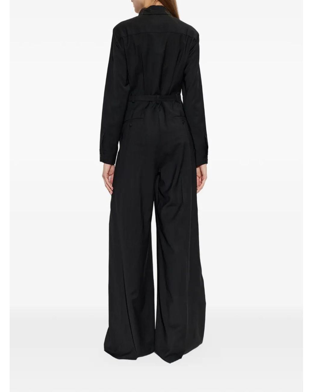 Max Mara Black Pure Wool Canvas Jumpsuit