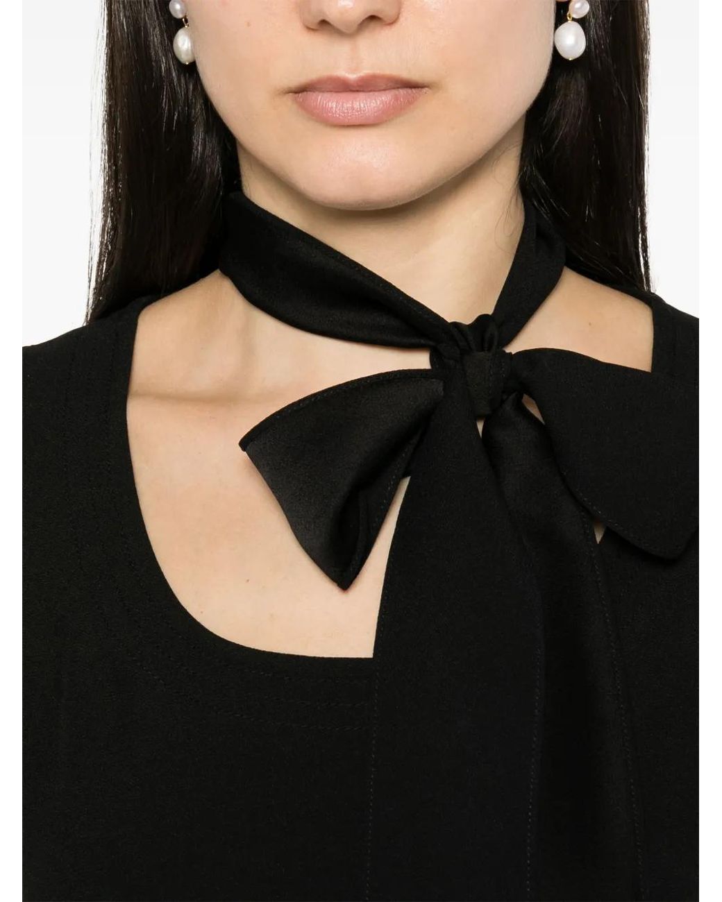 Moschino Black Bow-Detail Sleeveless Blouse