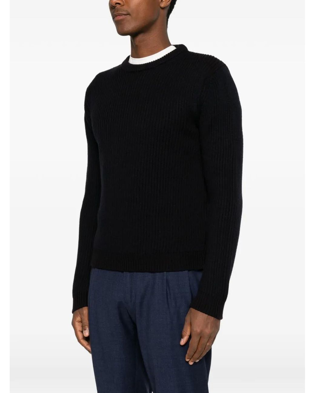 Drumohr Black Pull Côtelé En Laine for men