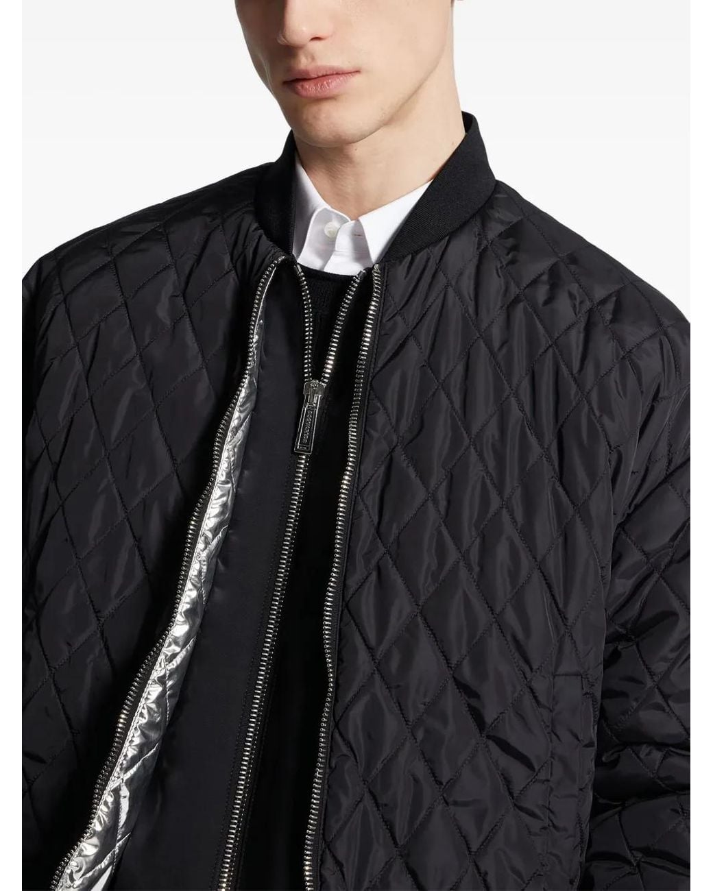 DSquared² Black Quilted Bomber Jacket for men