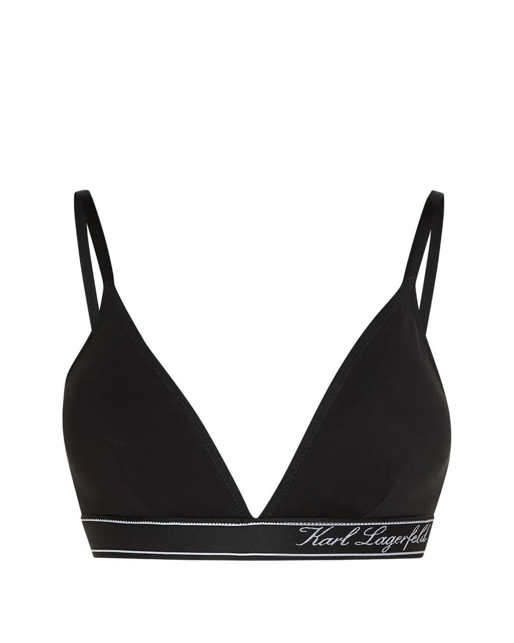 Karl Lagerfeld Black Hotel Karl Stripe Cotton Bralette