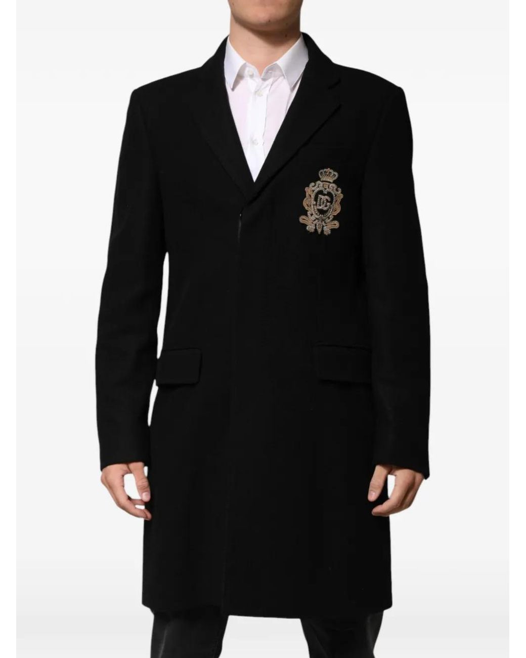 Dolce & Gabbana Black Heraldic-Patch Single-Breasted Blazer for men
