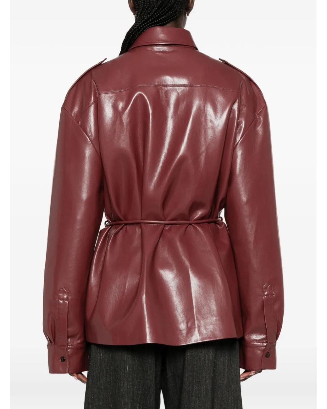 Nanushka Red Belted Button-Down Shirt