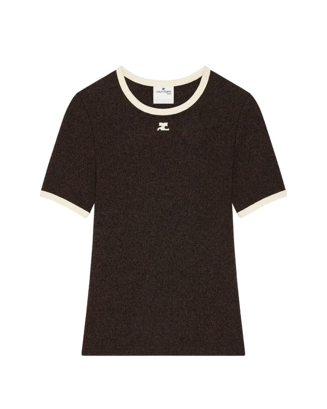 Courreges Black Heather Contrast-Trim T-Shirt