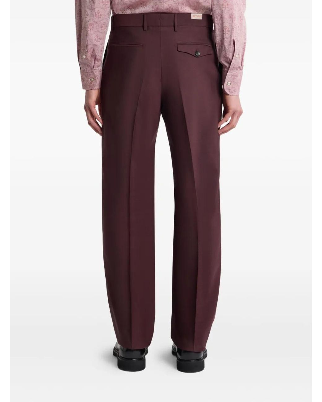 Etro Straight Wollen Broek in het Purple voor heren