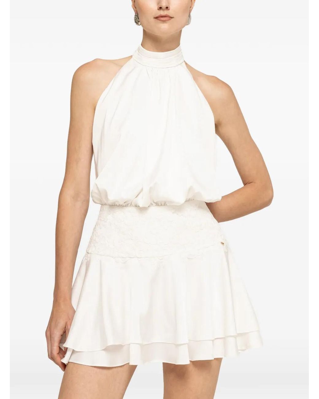 Nissa White Backless Satin Mini Dress