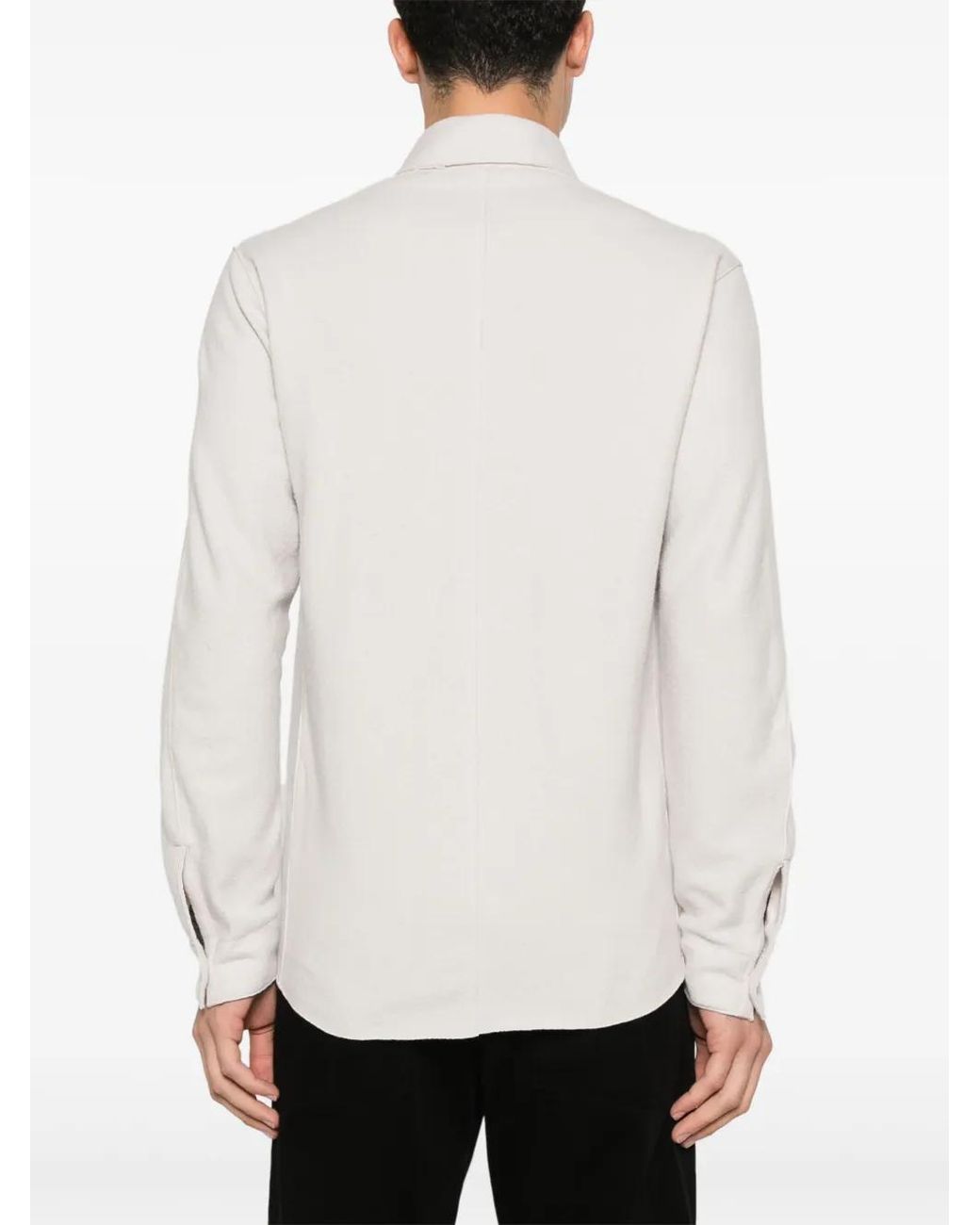 Transit White Virgin Wool Button-Up Overshirt for men