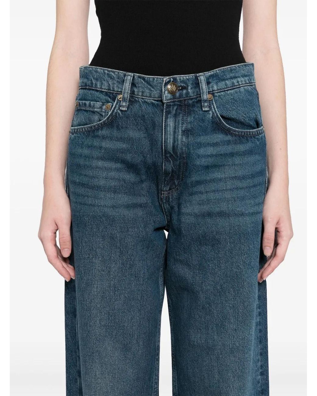 Rag & Bone Blue Shea High-Wise Straight-Leg Jeans