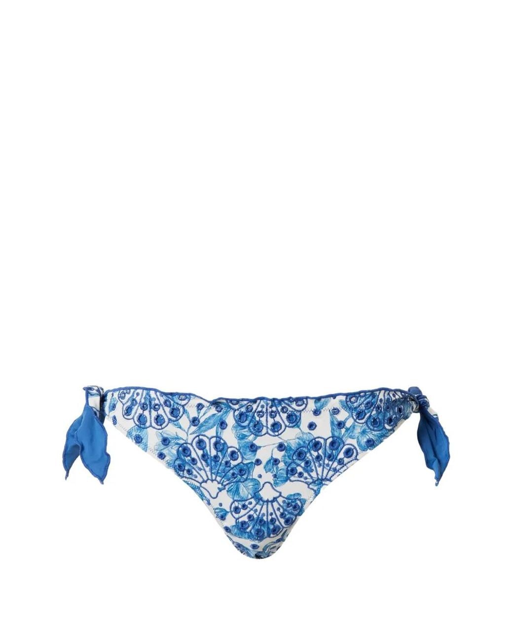 Twinset Blue Bikini Thong With Embroidery