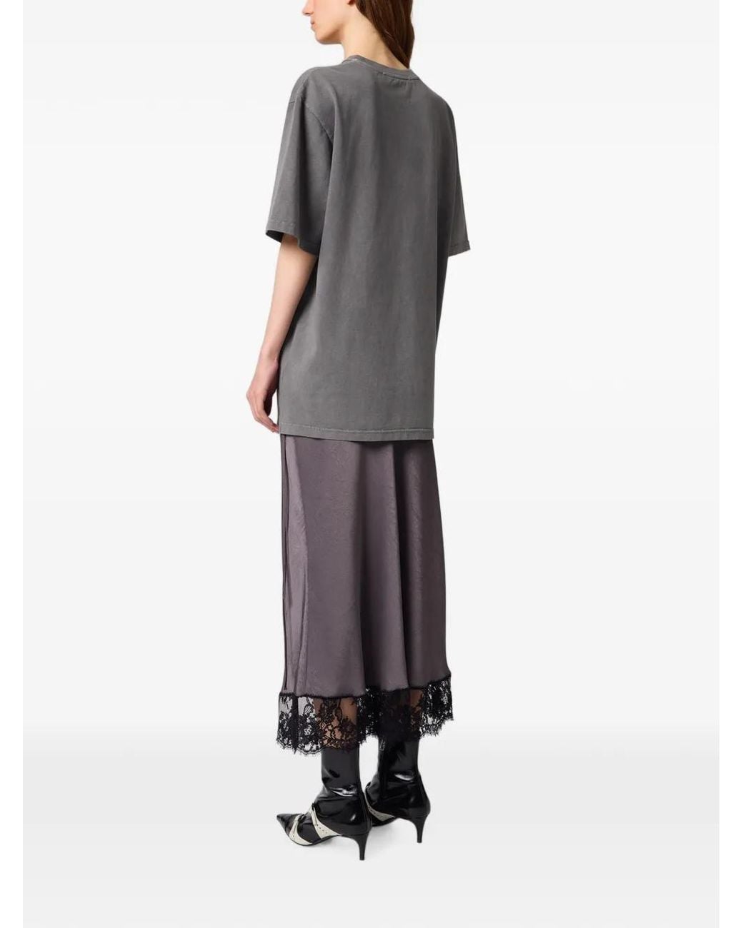 MSGM Purple Lace-Trim Wrap Midi Skirt
