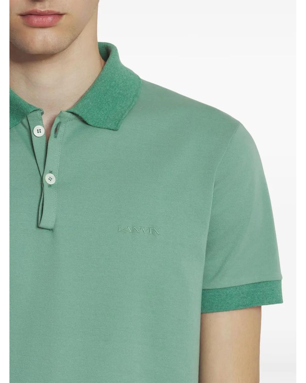 Lanvin Green Cotton Polo Shirt for men