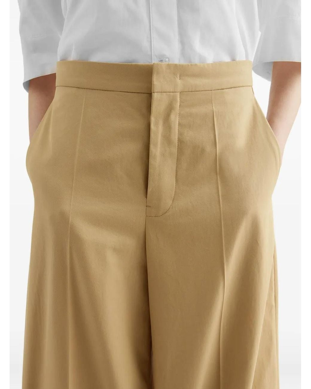 Jil Sander Natural Lightweight Cotton Tailored Trousers