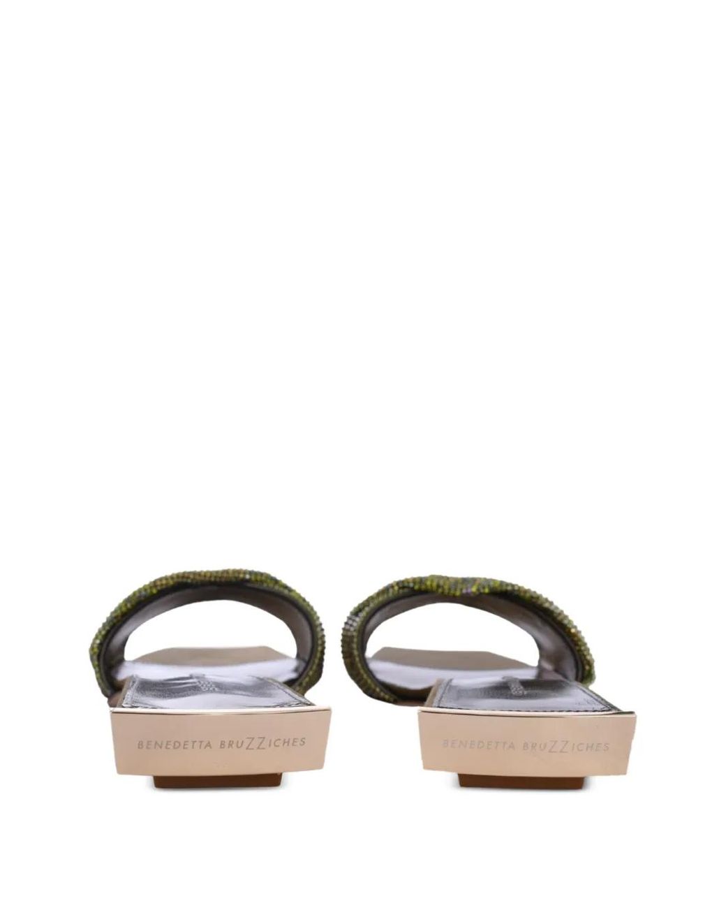 Benedetta Bruzziches Green Golrarda Embellished Square-Toe Slides