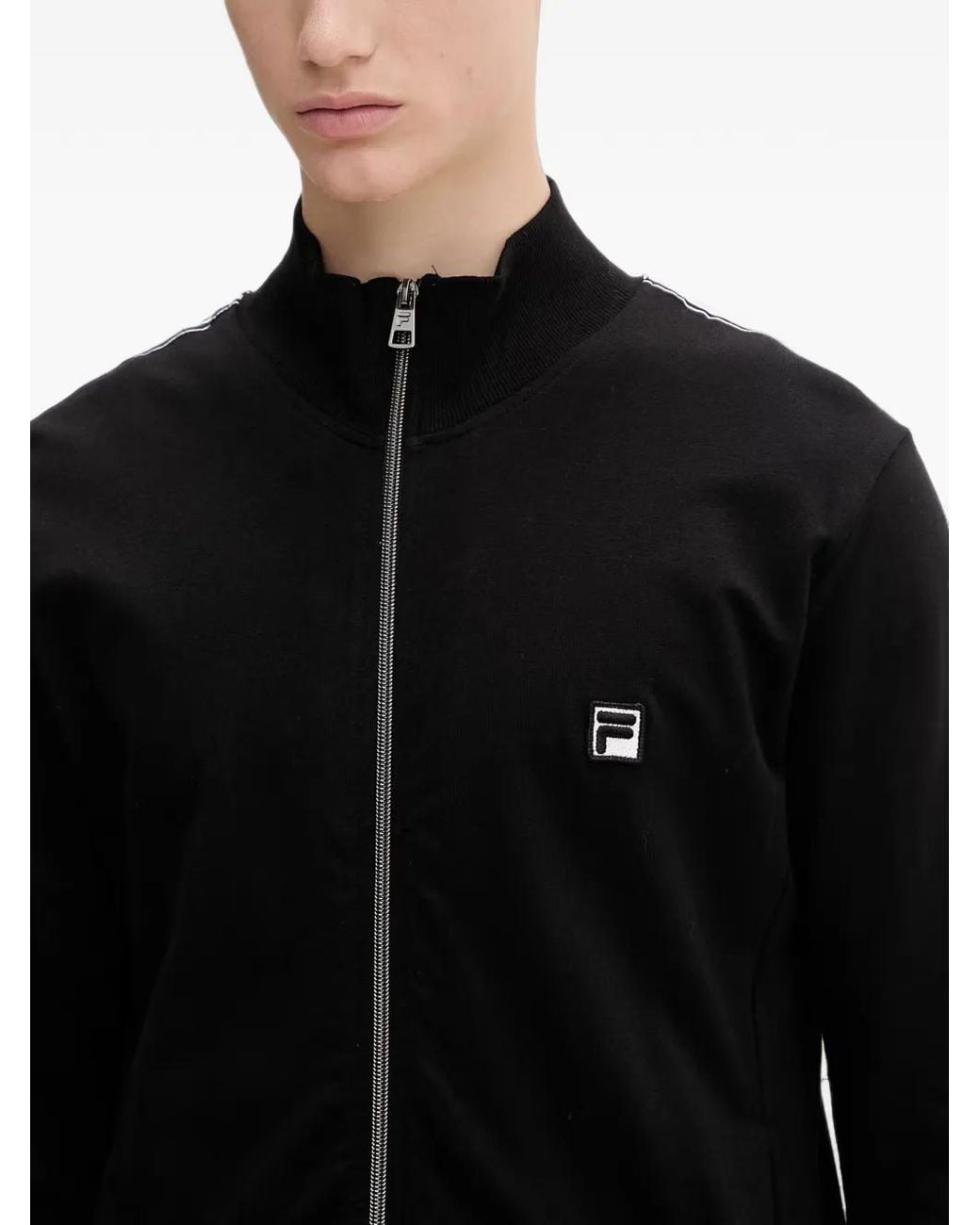Fila Black Logo-Patch Zip-Up Tracksuit for men