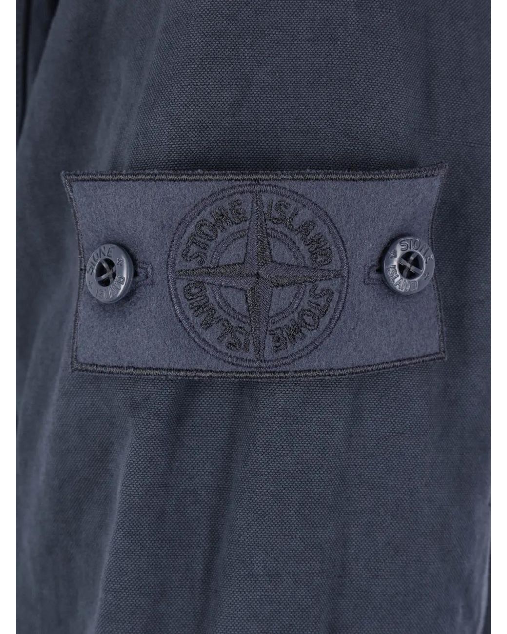 Stone Island Blue 1200012 Cotton Linen Canvas_S.I.Ghost Overshirt for men
