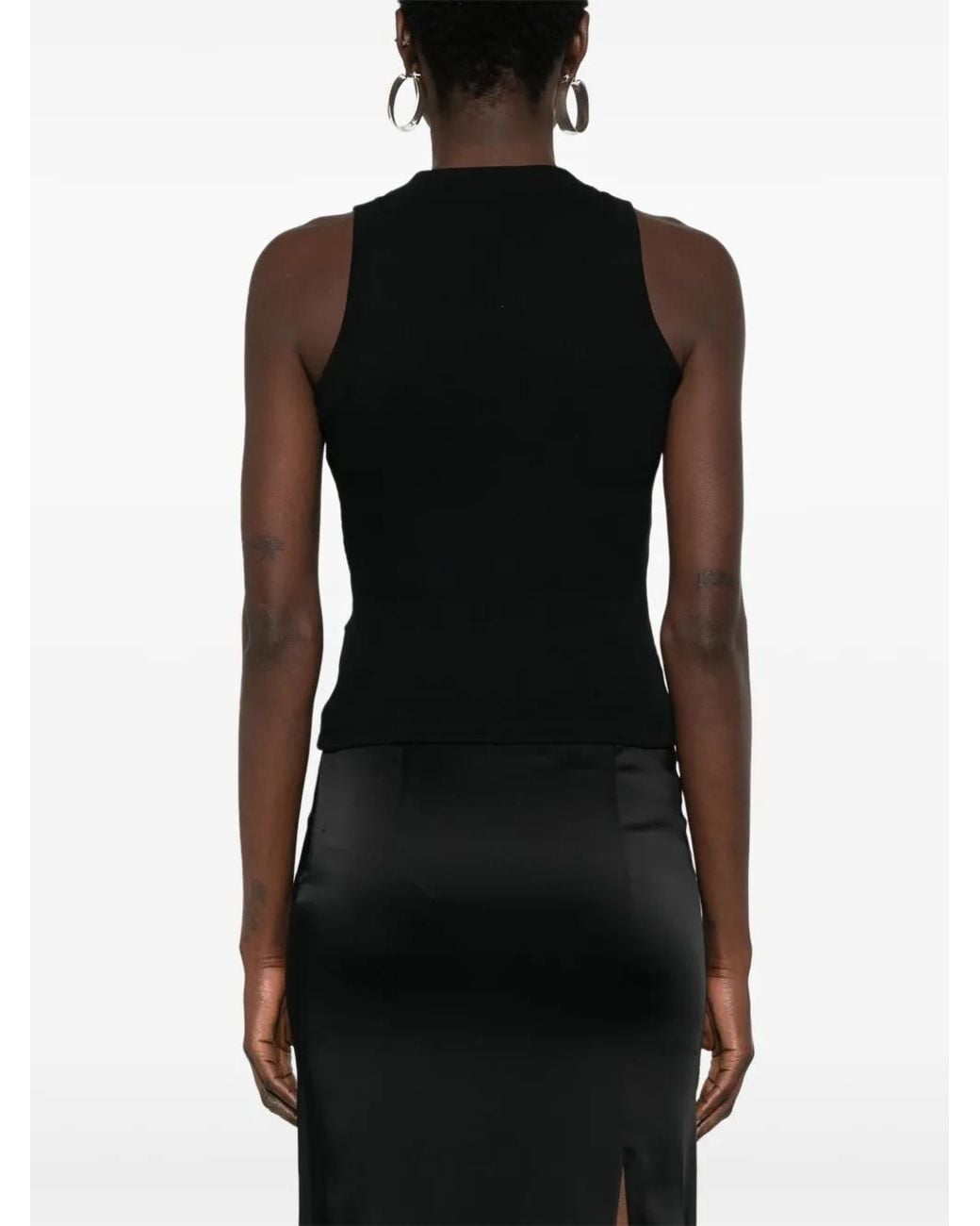 Off-White c/o Virgil Abloh Black Logo-Embroidered Ribbed Tank Top