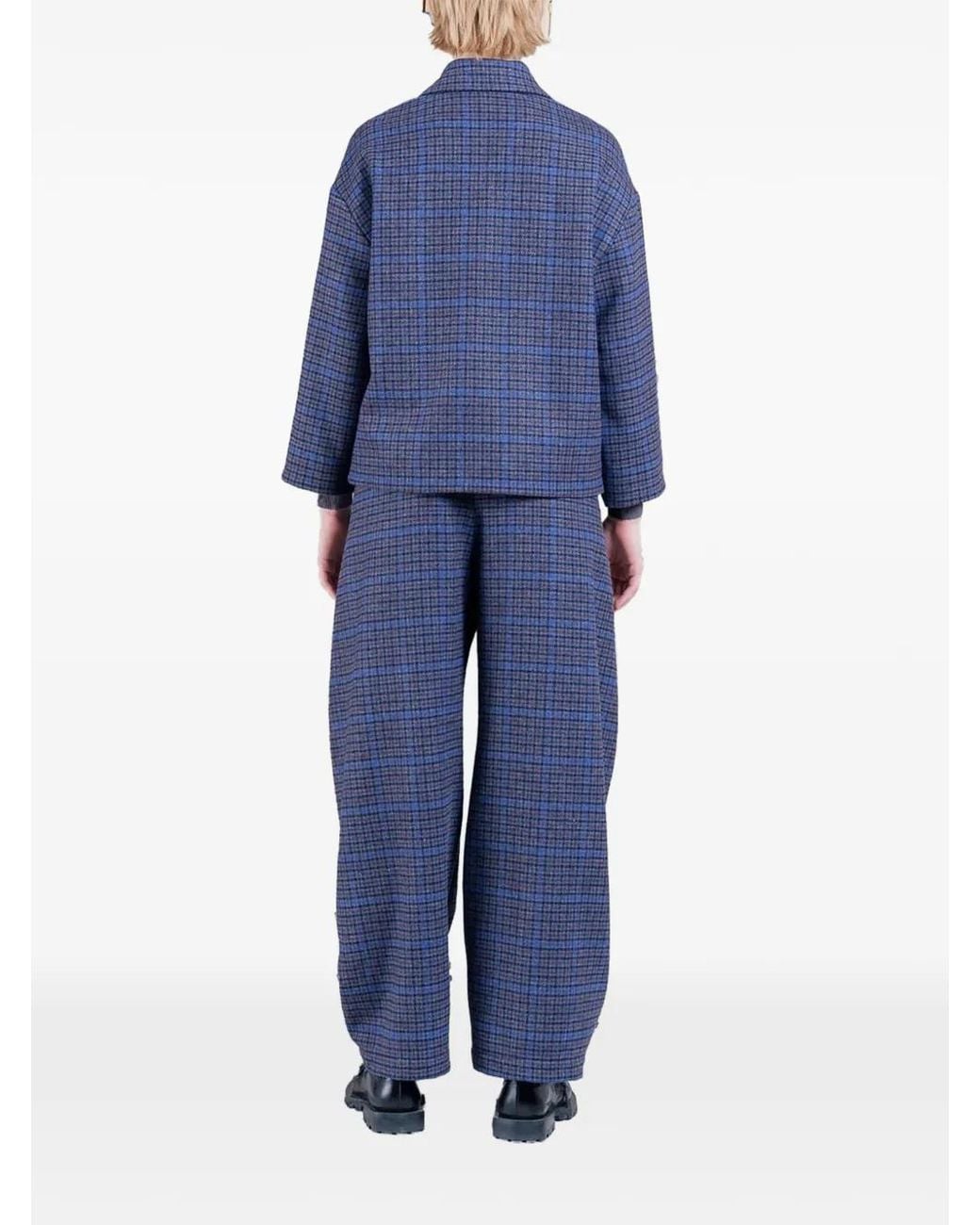 Henrik Vibskov Blue Shady Check-Pattern Jacket