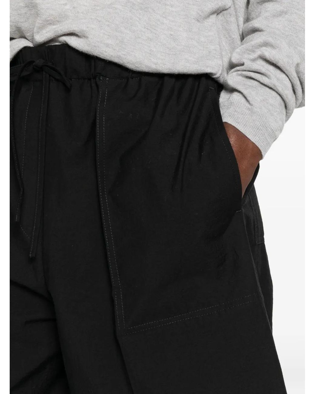 Totême  Black Drawstring Patch-Pocket Trousers