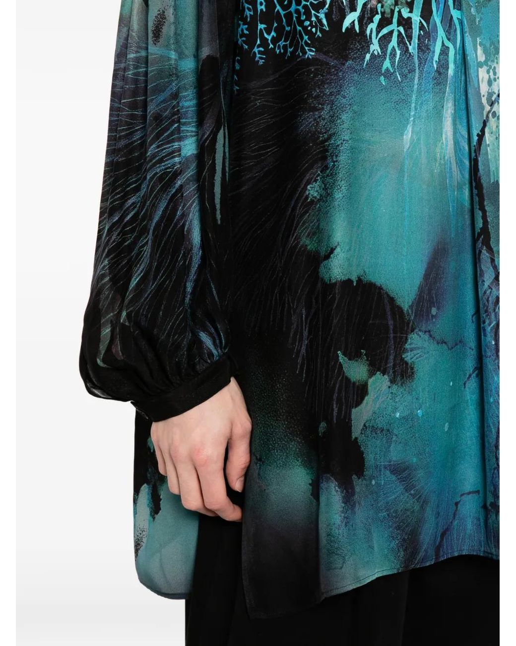 Yohji Yamamoto Blue Graphic-Print Camp-Collar Shirt for men