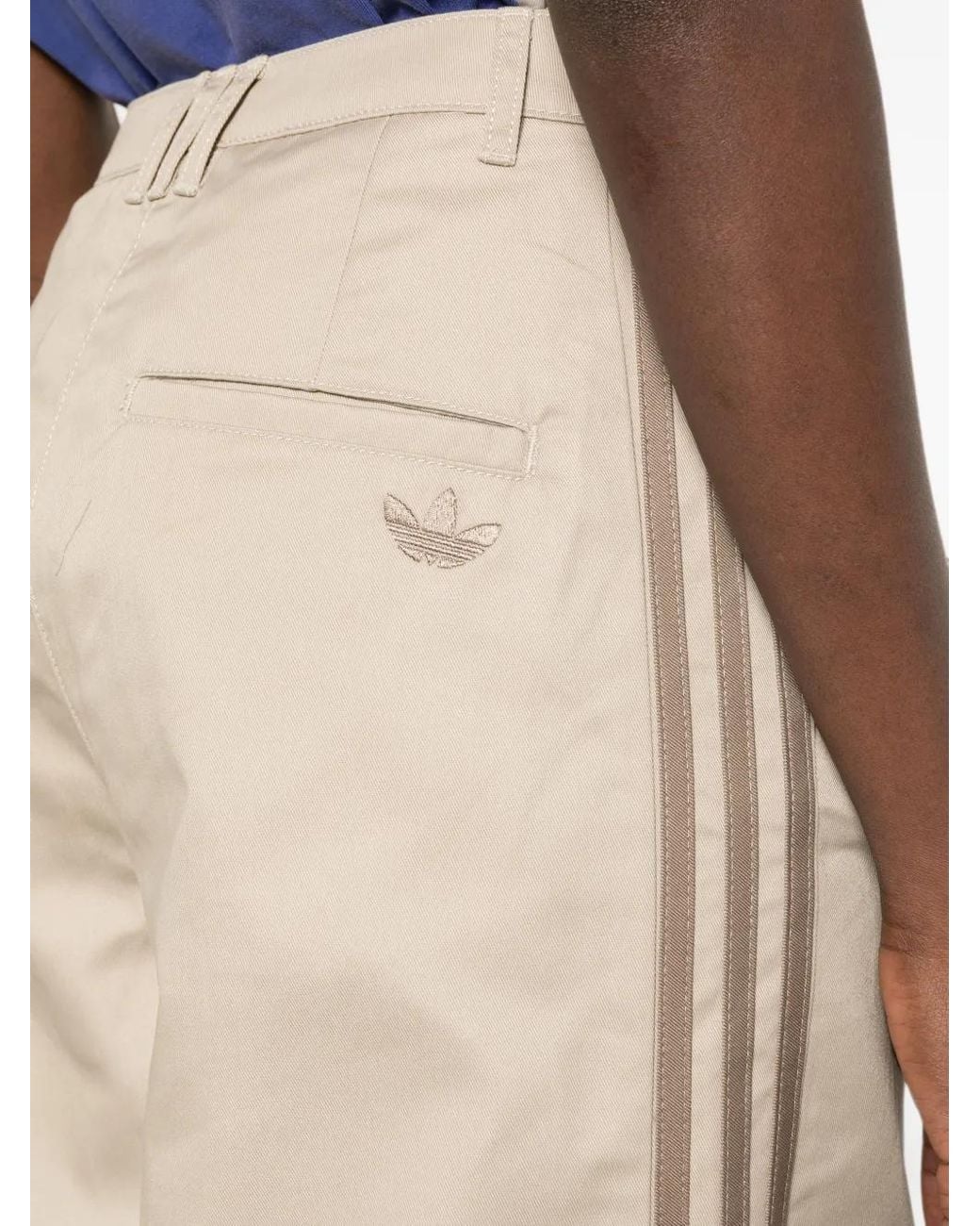 Adidas White Logo-Embroidered Side-Stripe Trousers