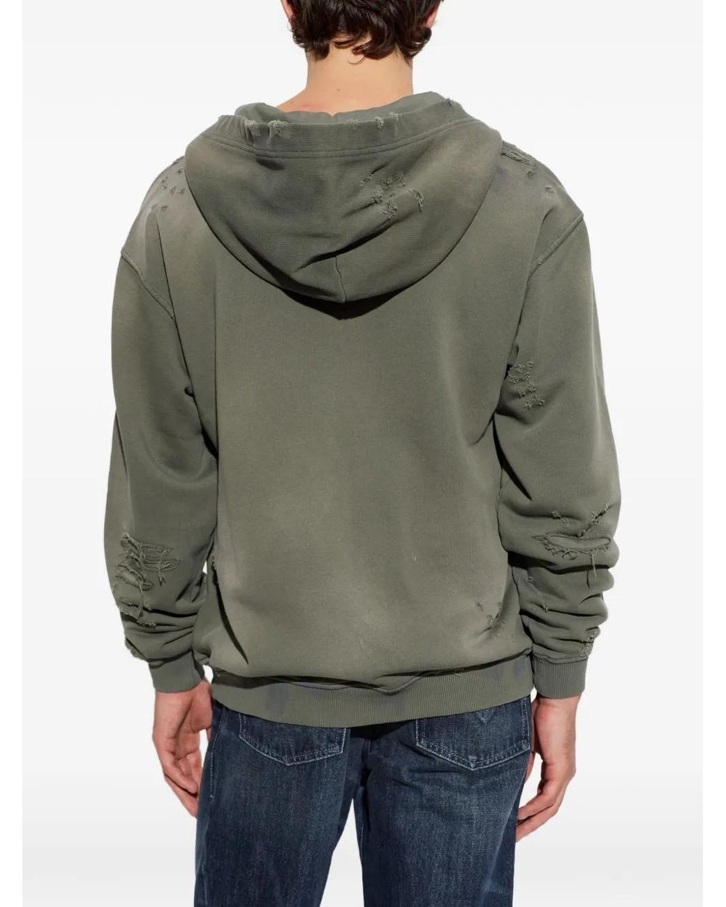 DIESEL Green Hoodie S-Keithy Effet Usé for men