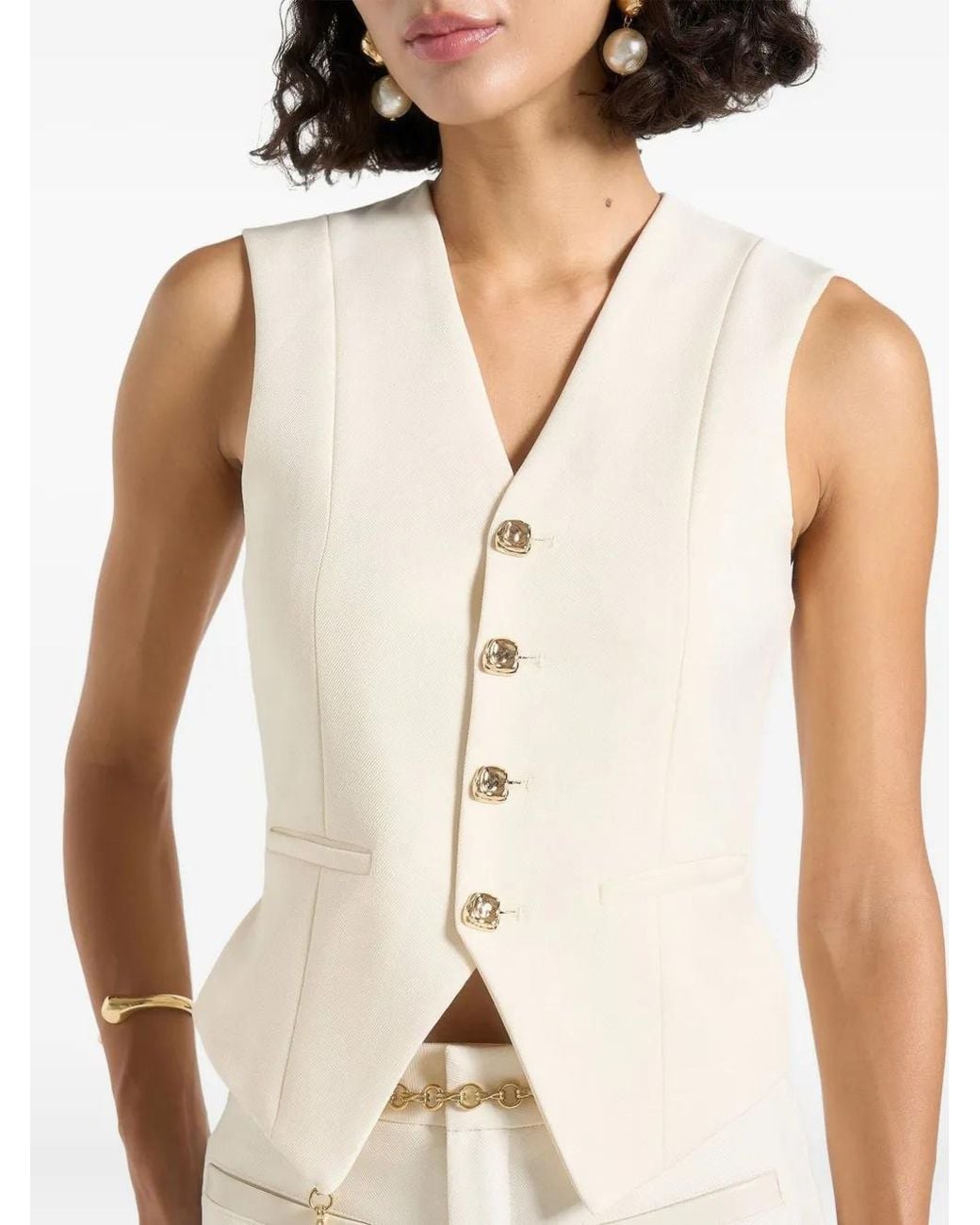 Manière De Voir White Christine Tailored Cinch Waistcoat