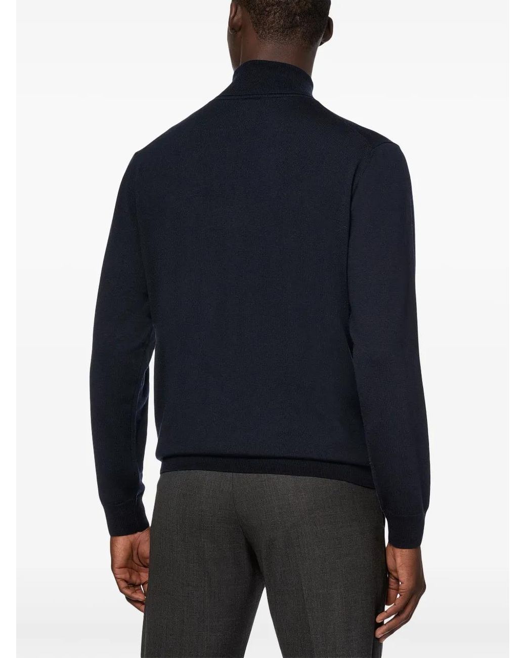 Boggi Blue Merino-Wool Roll-Neck Sweater for men
