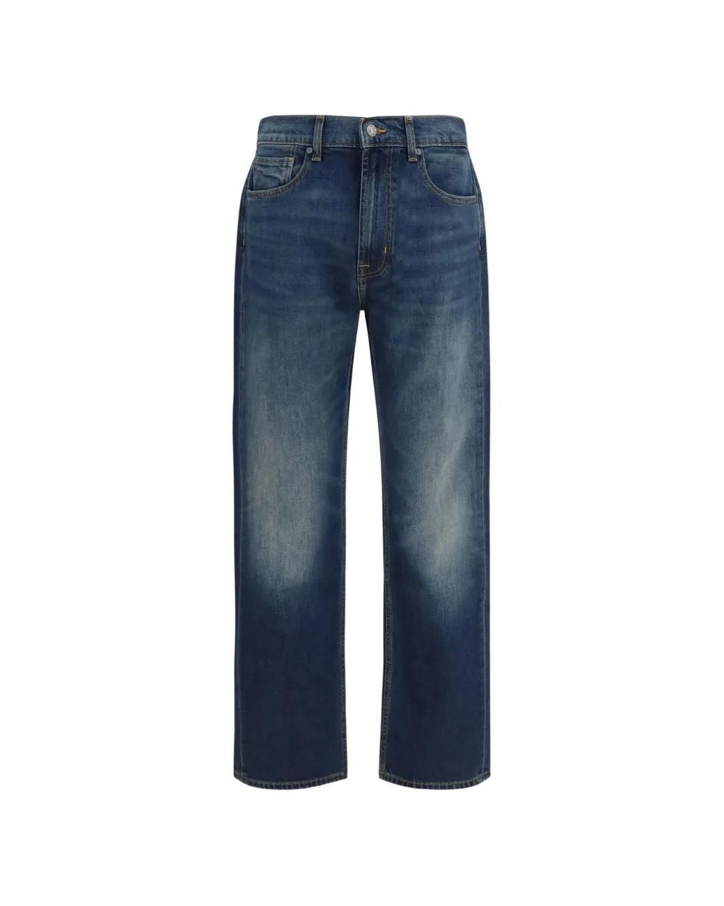 7 For All Mankind Blue Straight Jeans for men