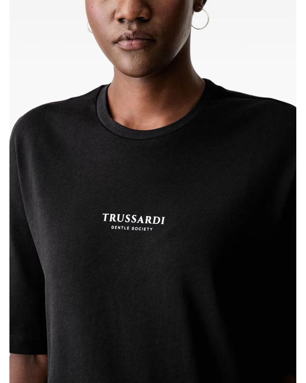 Trussardi Black Logo-Print Drop-Shoulder T-Shirt