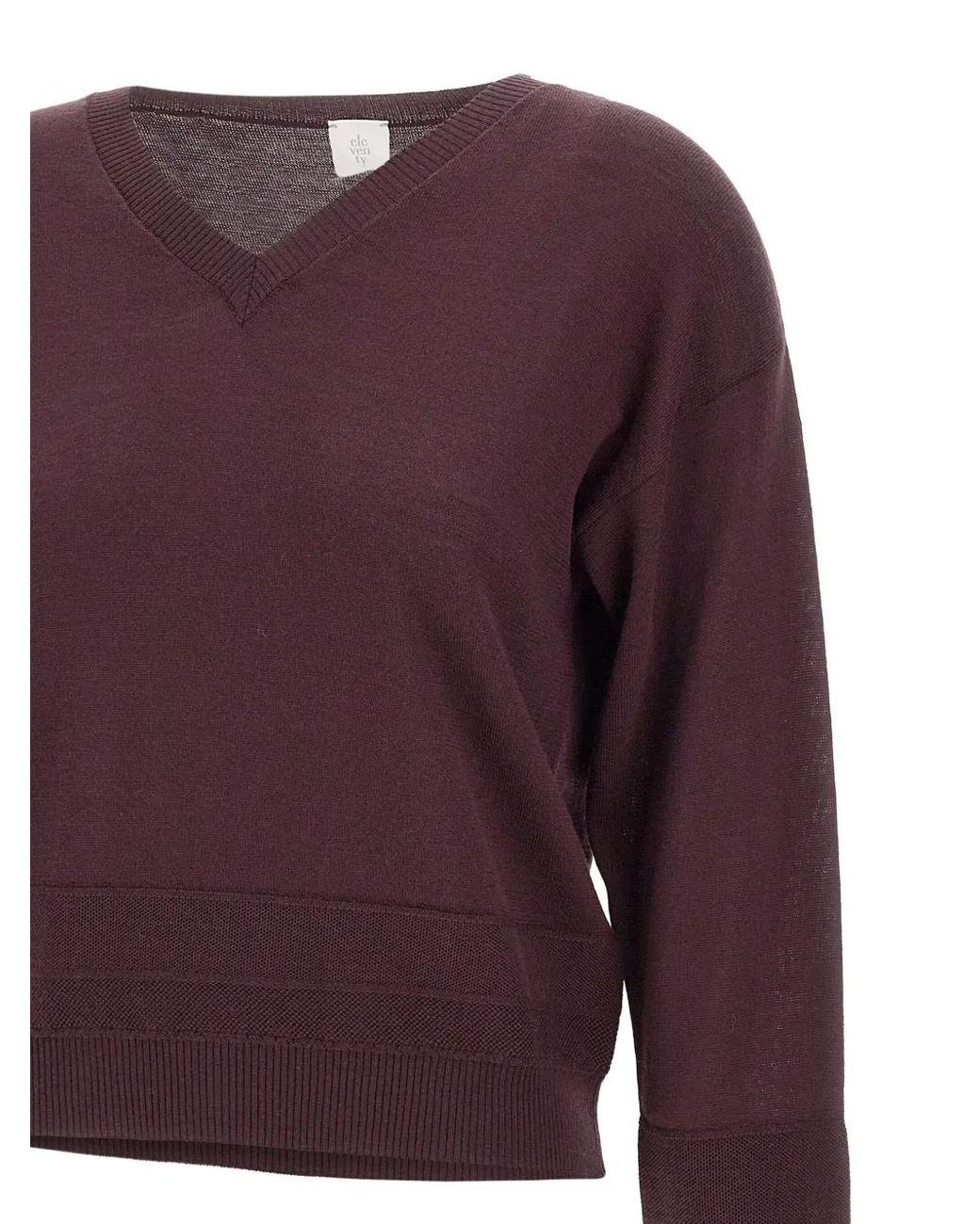 Eleventy Purple V-Neck Wool Sweater
