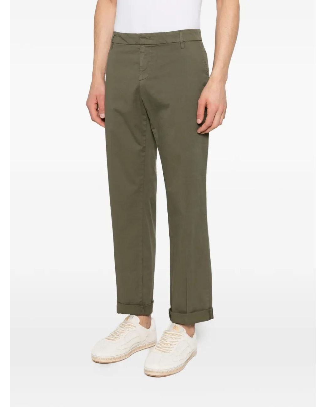 Dondup Green Cuffed Trousers for men