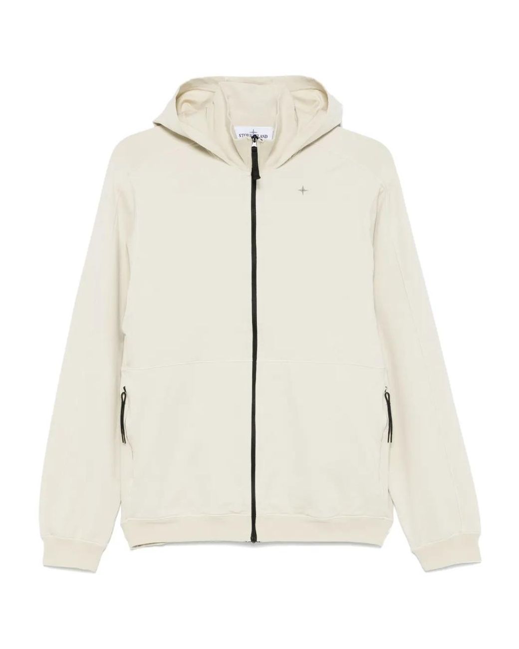 Stone Island White Compass-Motif Hoodie for men