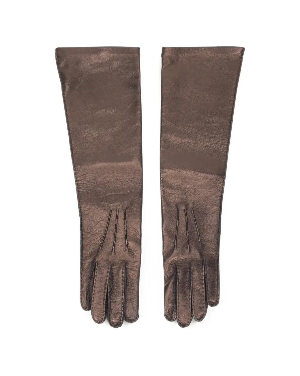 Alberta Ferretti Brown Long-Length Leather Gloves