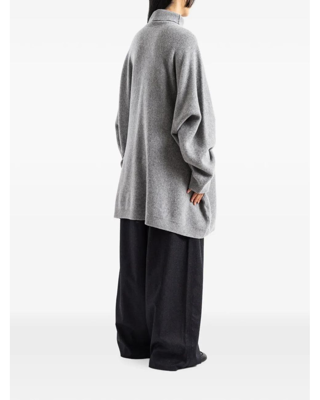Sofie D'Hoore Gray Oversized High-Neck Sweater